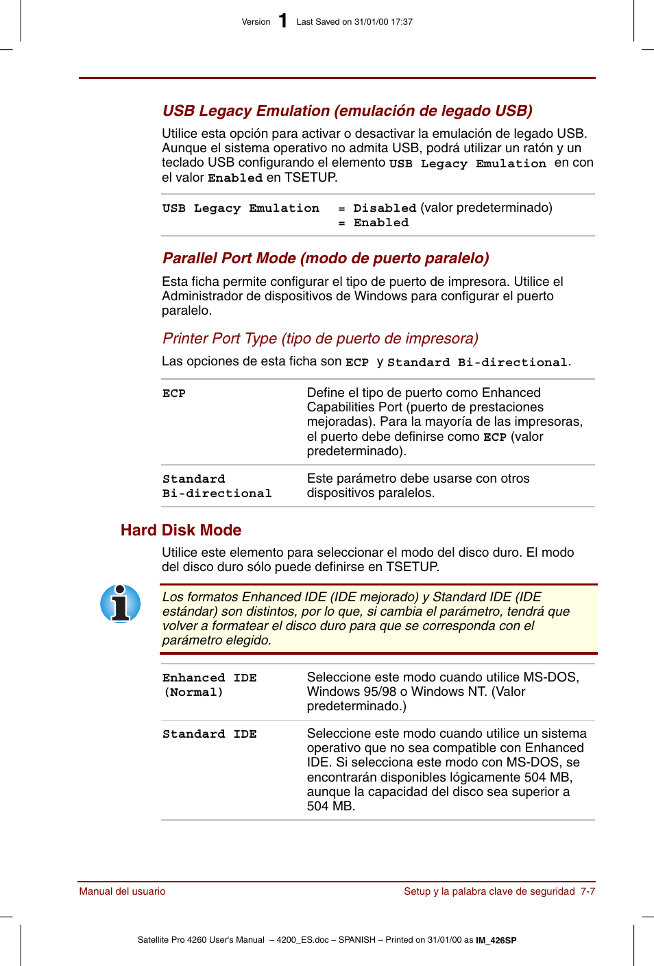 Hard disk mode -7, Hard disk mode | Toshiba Satellite Pro 4280 User Manual | Page 101 / 238