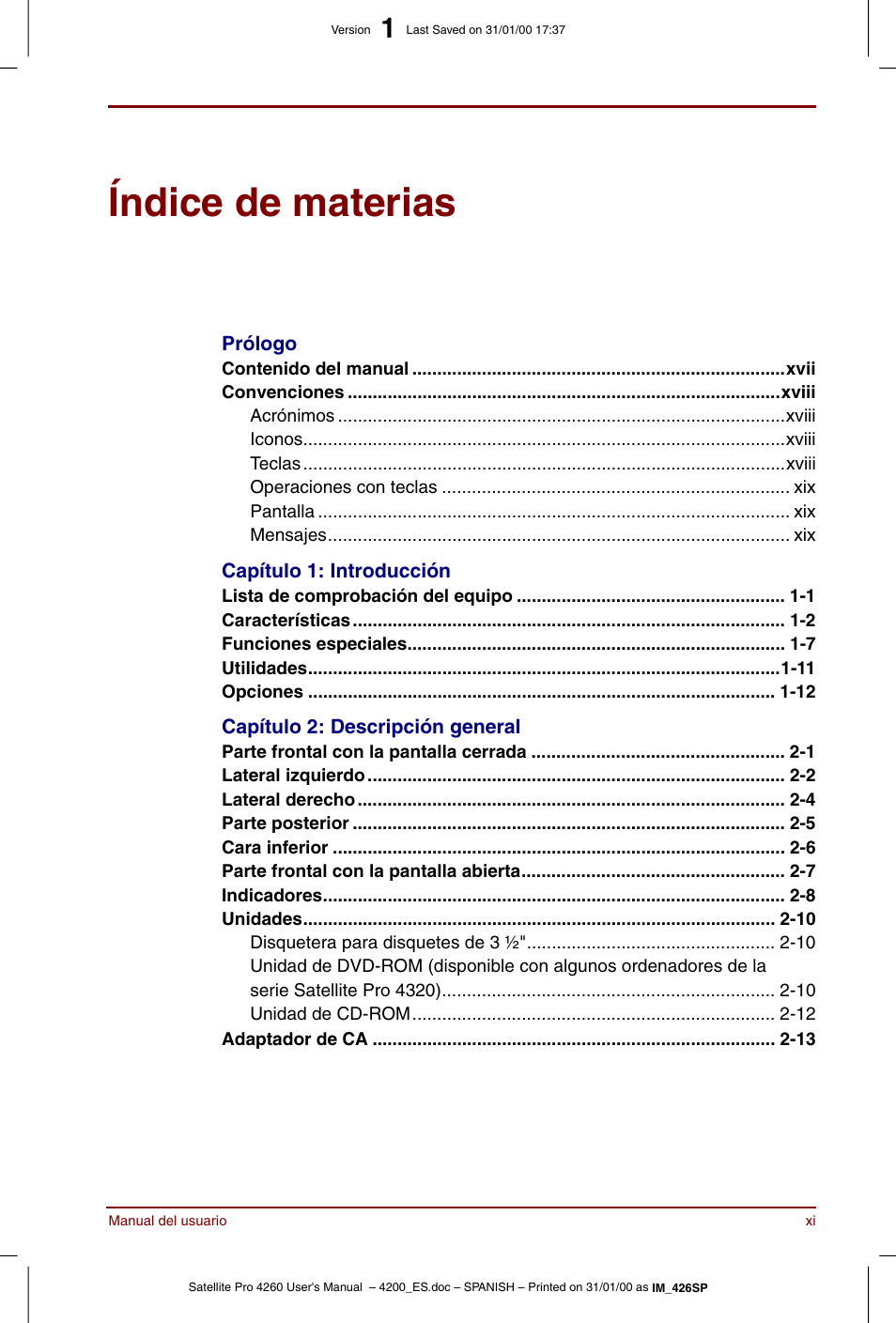 Índice de materias | Toshiba Satellite Pro 4280 User Manual | Page 11 / 238