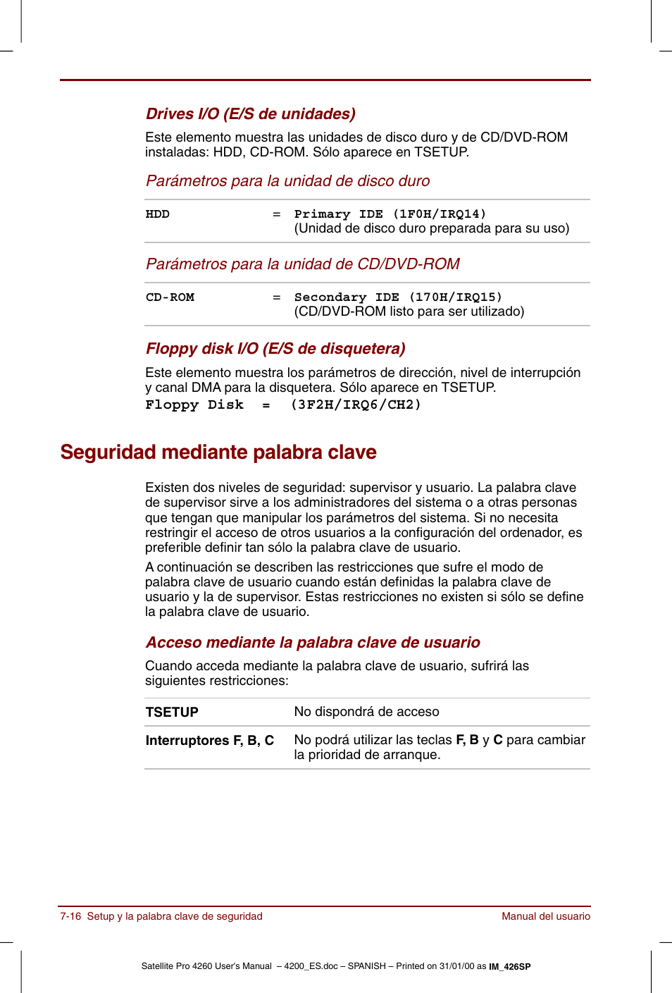 Seguridad mediante palabra clave, Seguridad mediante palabra clave -16 | Toshiba Satellite Pro 4280 User Manual | Page 110 / 238