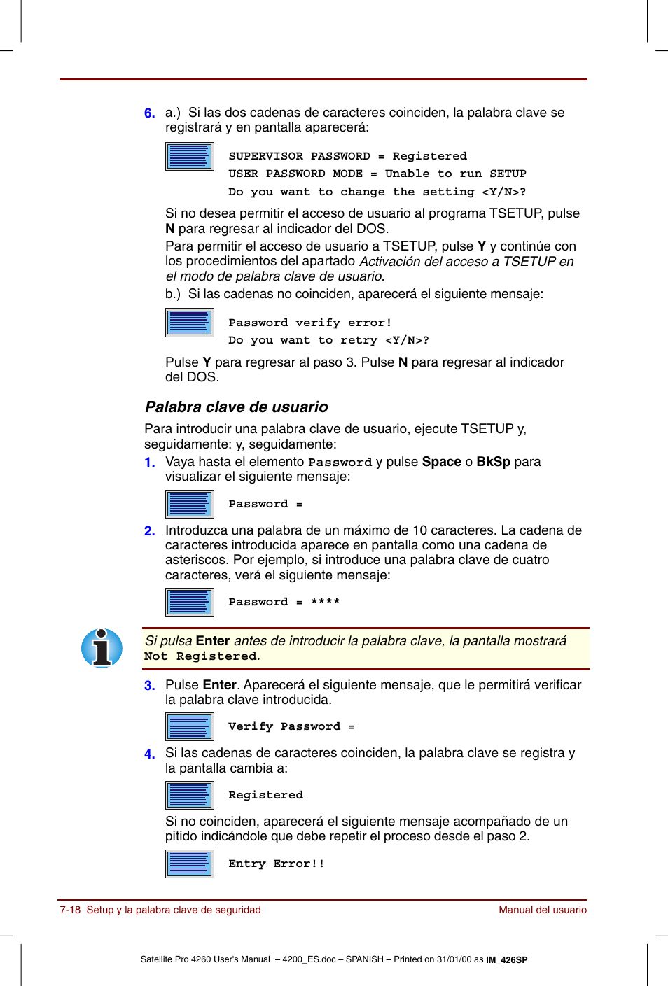 Palabra clave de usuario | Toshiba Satellite Pro 4280 User Manual | Page 112 / 238