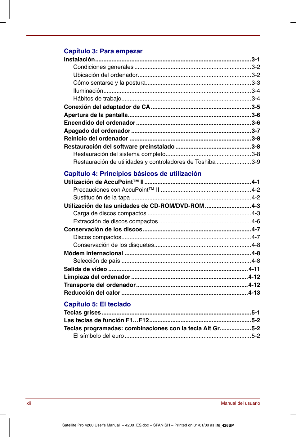 Toshiba Satellite Pro 4280 User Manual | Page 12 / 238