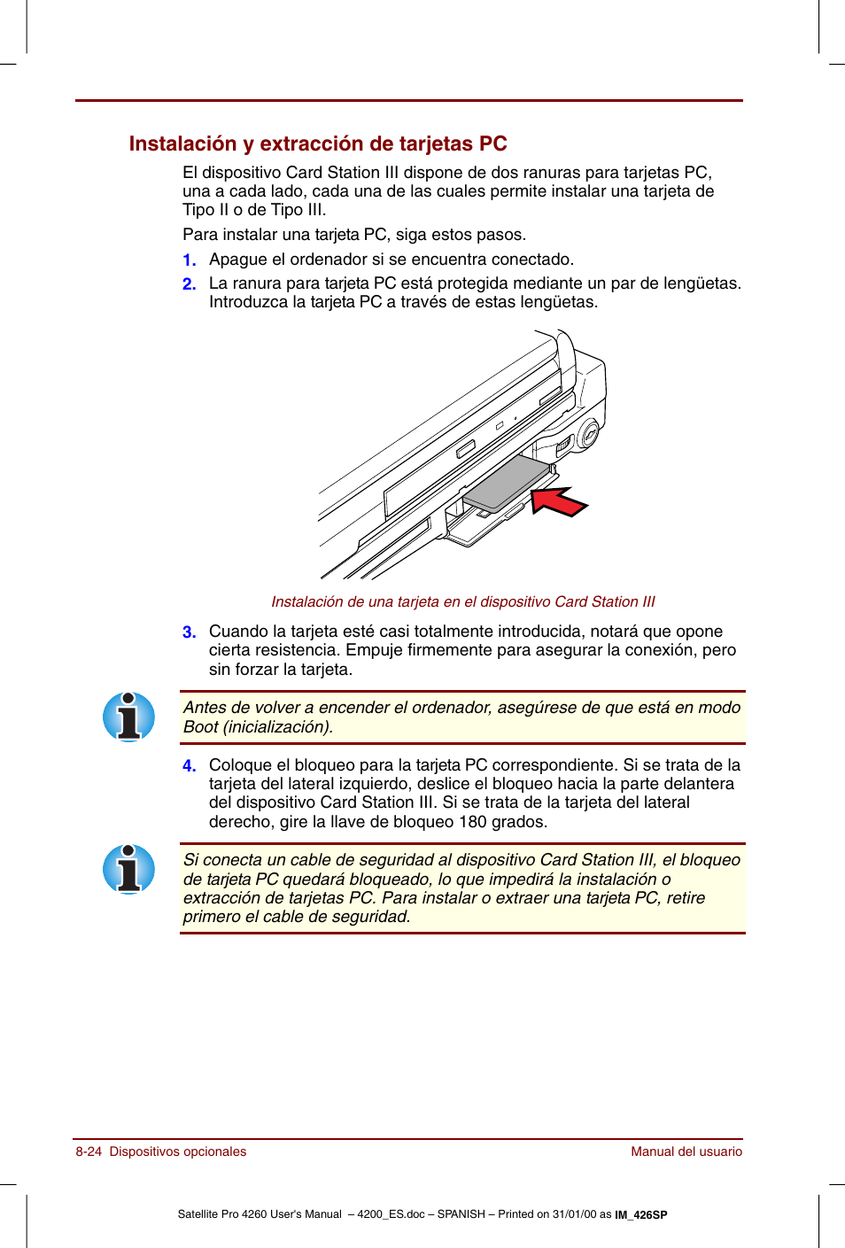 Instalación y extracción de tarjetas pc -24, Instalación y extracción de tarjetas pc | Toshiba Satellite Pro 4280 User Manual | Page 142 / 238