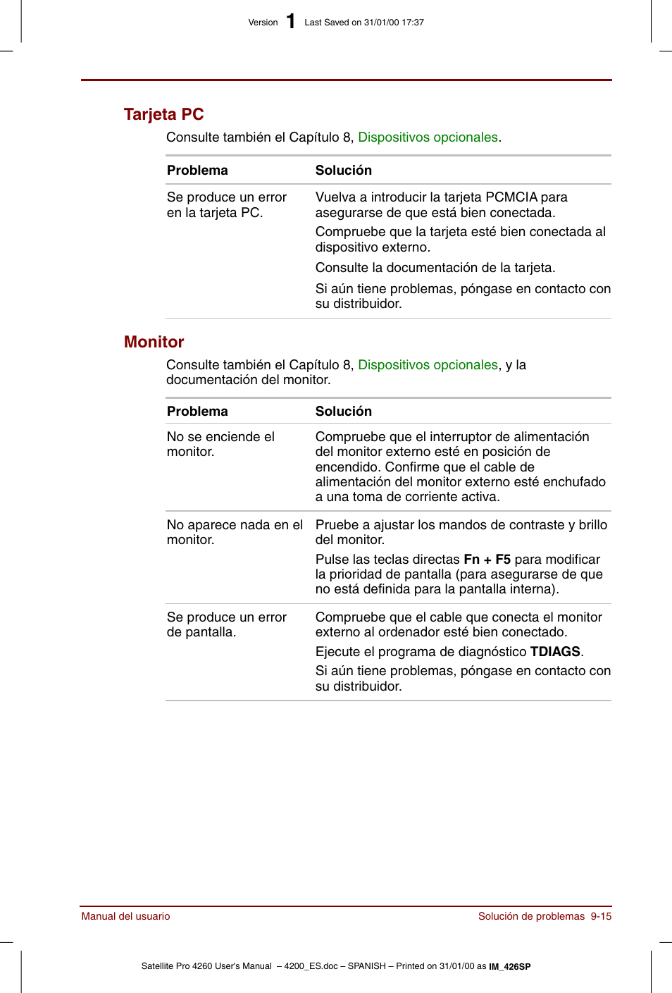 Tarjeta pc -15 monitor -15, Tarjeta pc, Monitor | Toshiba Satellite Pro 4280 User Manual | Page 169 / 238