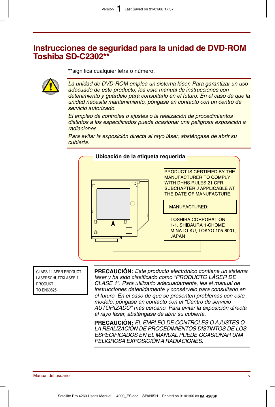 Toshiba Satellite Pro 4280 User Manual | Page 5 / 238