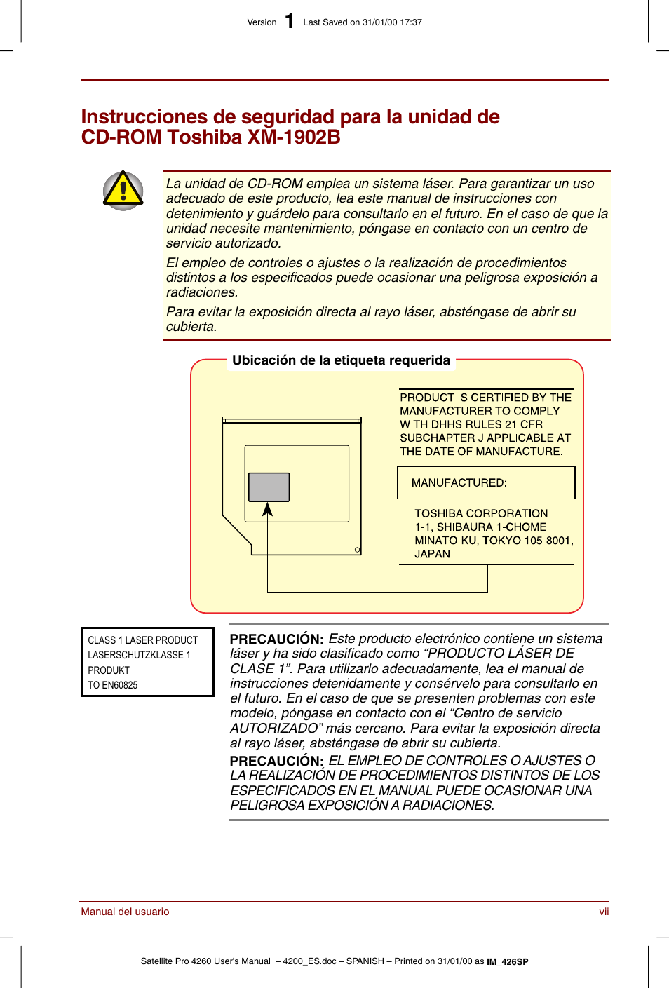 Toshiba Satellite Pro 4280 User Manual | Page 7 / 238