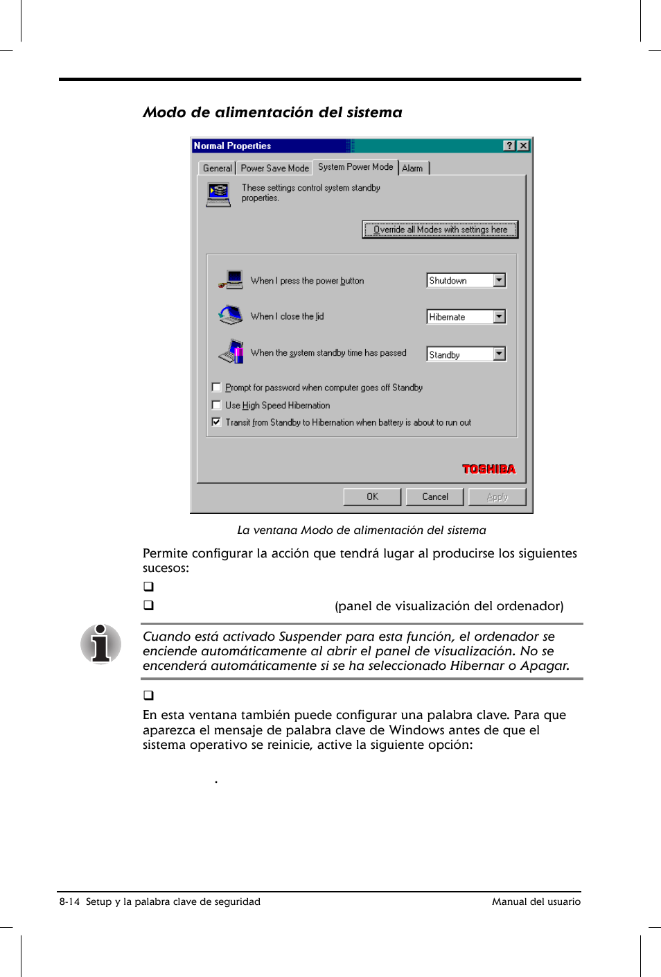 Modo de alimentación del sistema | Toshiba Satellite 2650 User Manual | Page 112 / 222