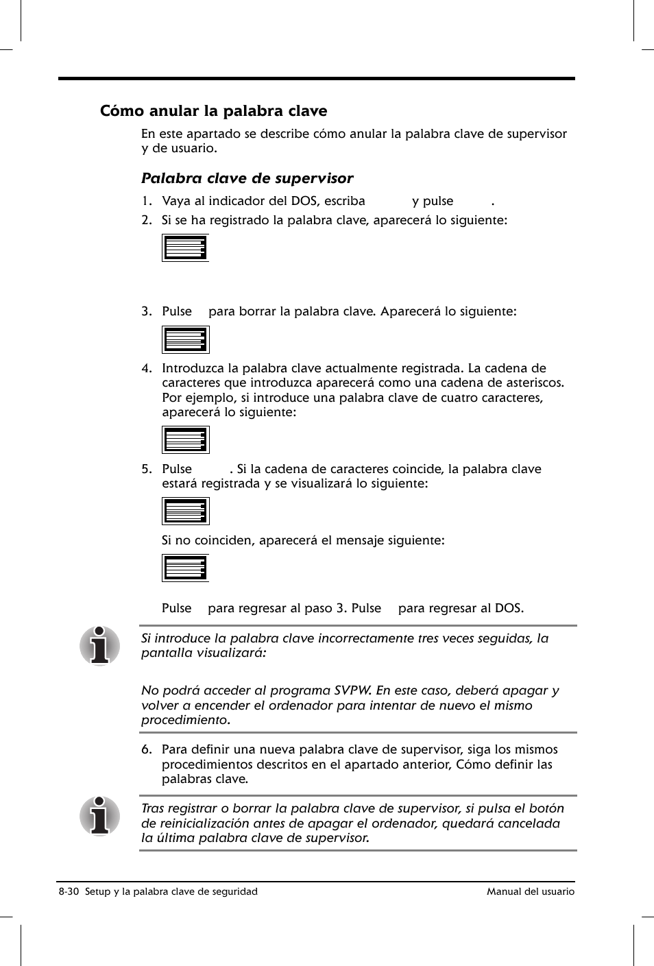 Cómo anular la palabra clave | Toshiba Satellite 2650 User Manual | Page 128 / 222