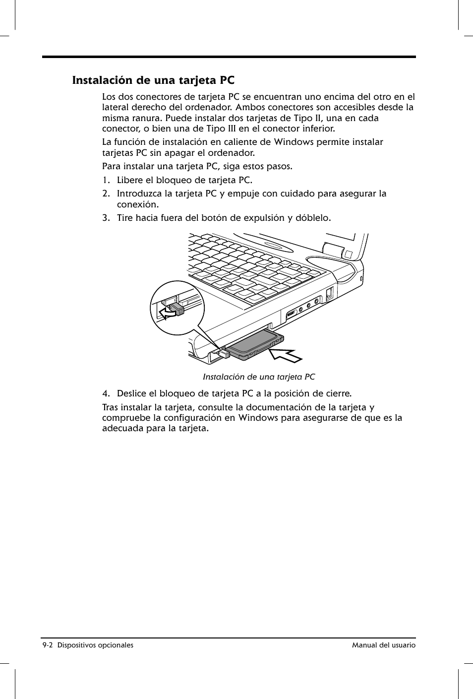 Instalación de una tarjeta pc | Toshiba Satellite 2650 User Manual | Page 134 / 222