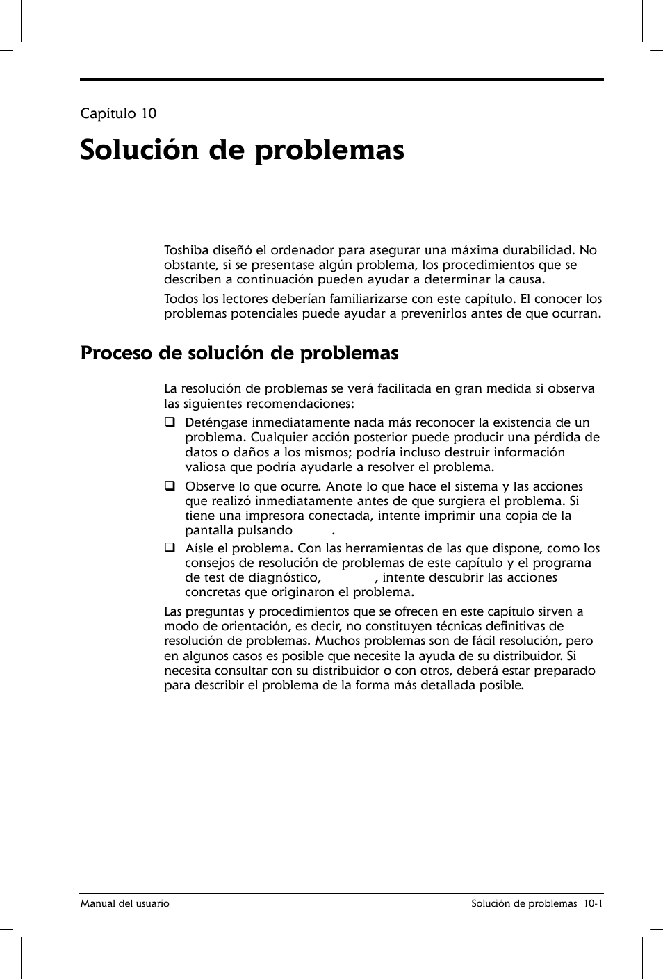 Solución de problemas, Proceso de solución de problemas | Toshiba Satellite 2650 User Manual | Page 146 / 222