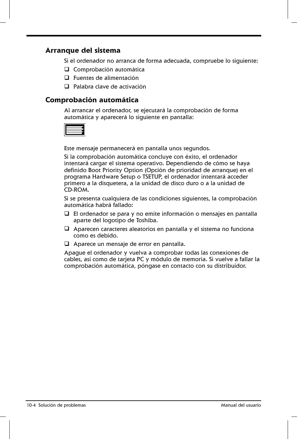 Arranque del sistema, Comprobación automática | Toshiba Satellite 2650 User Manual | Page 149 / 222