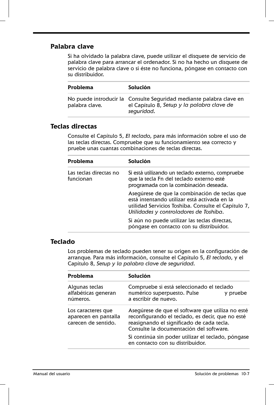 Palabra clave, Teclas directas, Teclado | Toshiba Satellite 2650 User Manual | Page 152 / 222