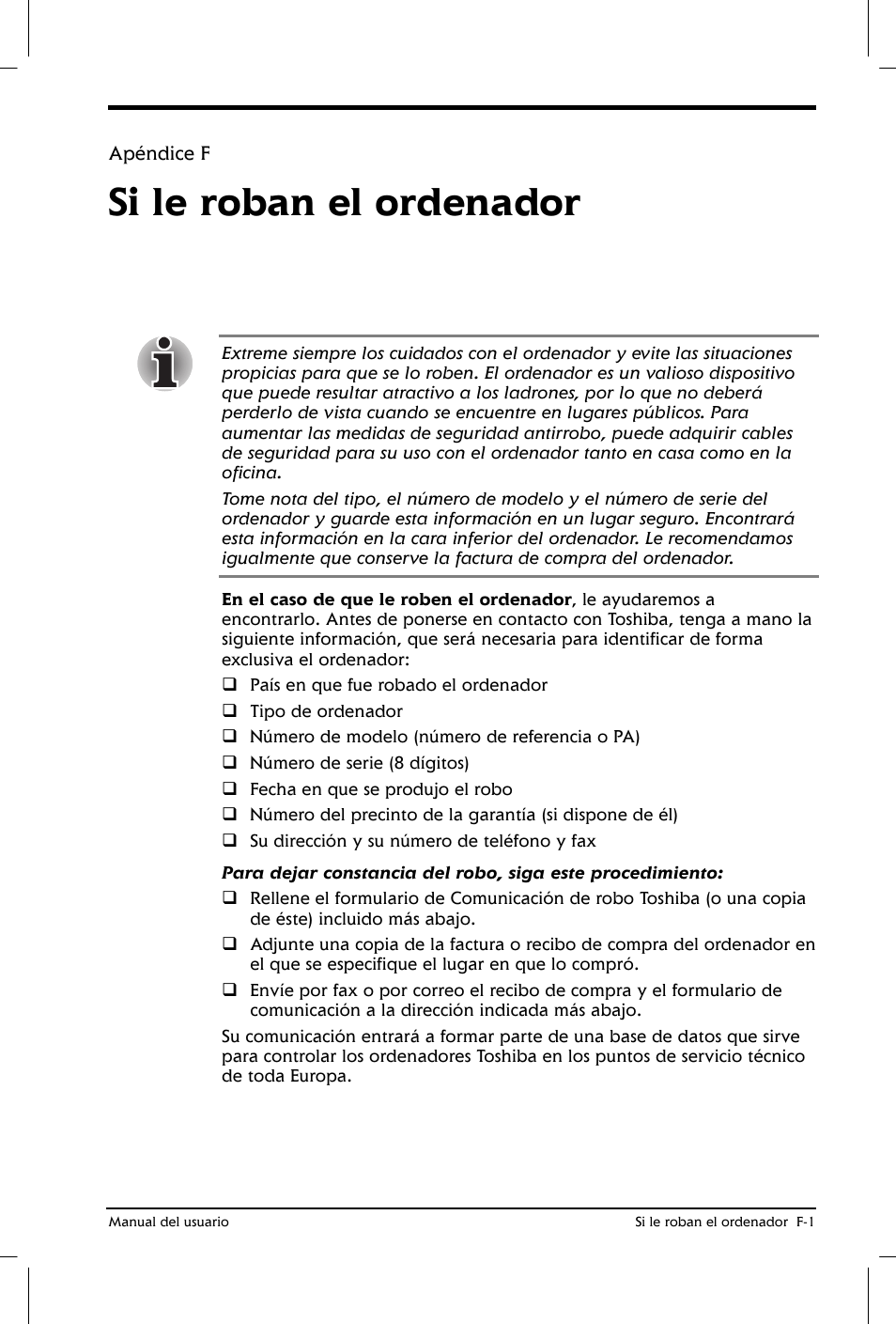 Si le roban el ordenador | Toshiba Satellite 2650 User Manual | Page 194 / 222