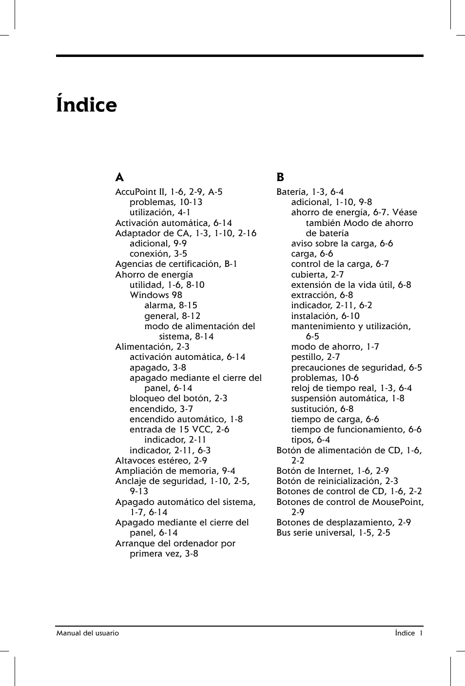 Índice | Toshiba Satellite 2650 User Manual | Page 217 / 222
