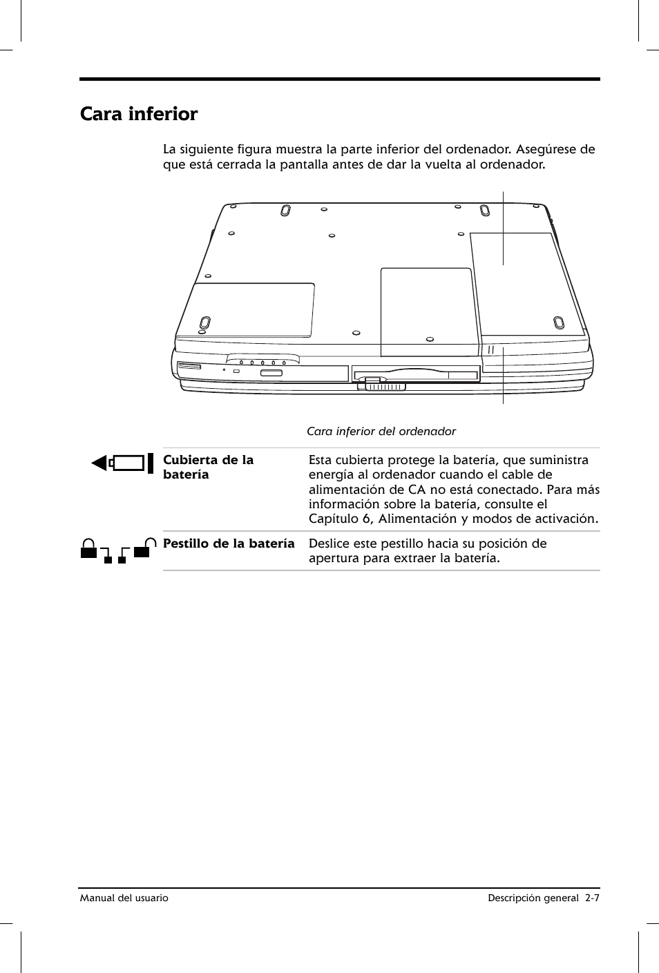 Cara inferior | Toshiba Satellite 2650 User Manual | Page 36 / 222