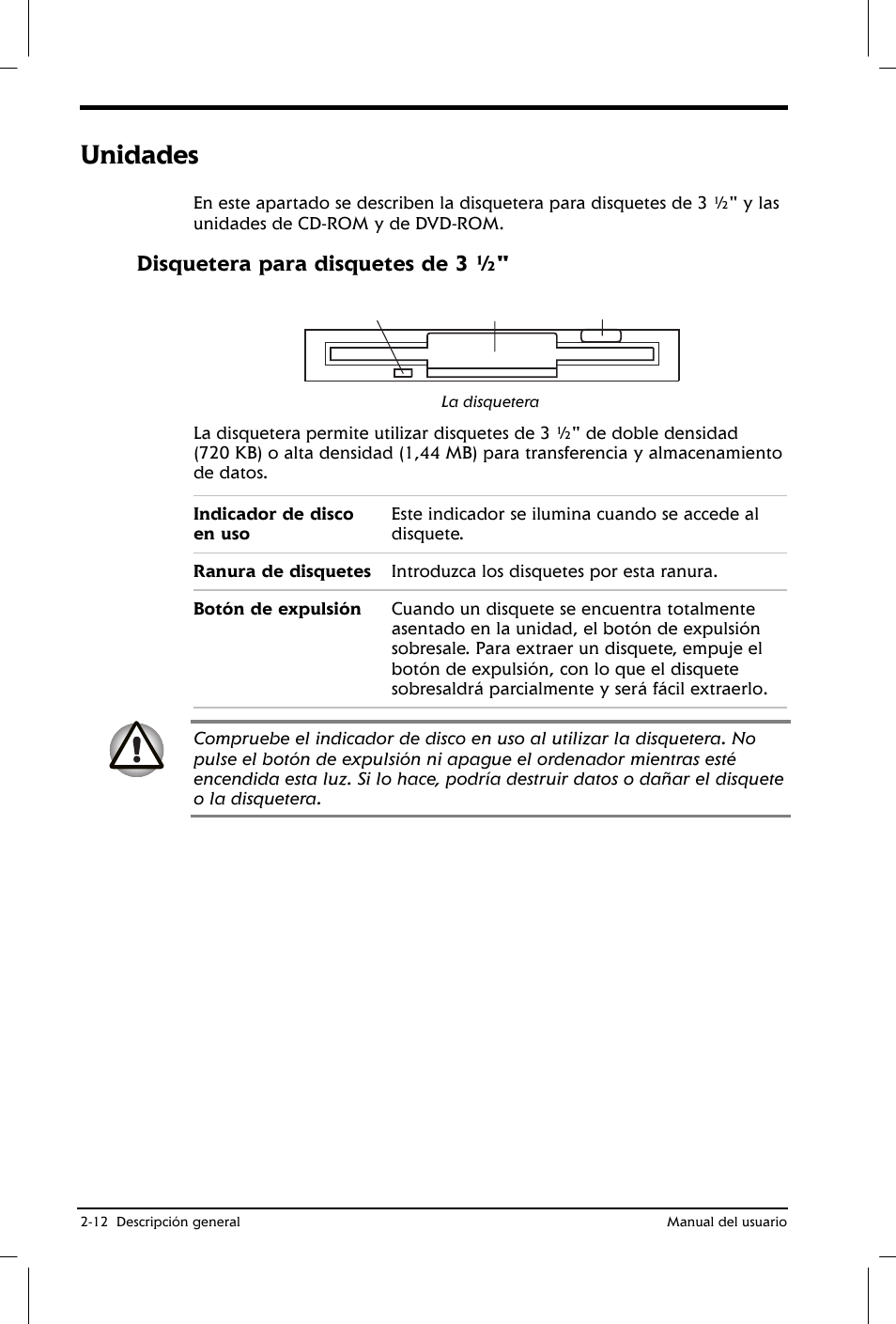 Unidades, Disquetera para disquetes de 3 | Toshiba Satellite 2650 User Manual | Page 41 / 222