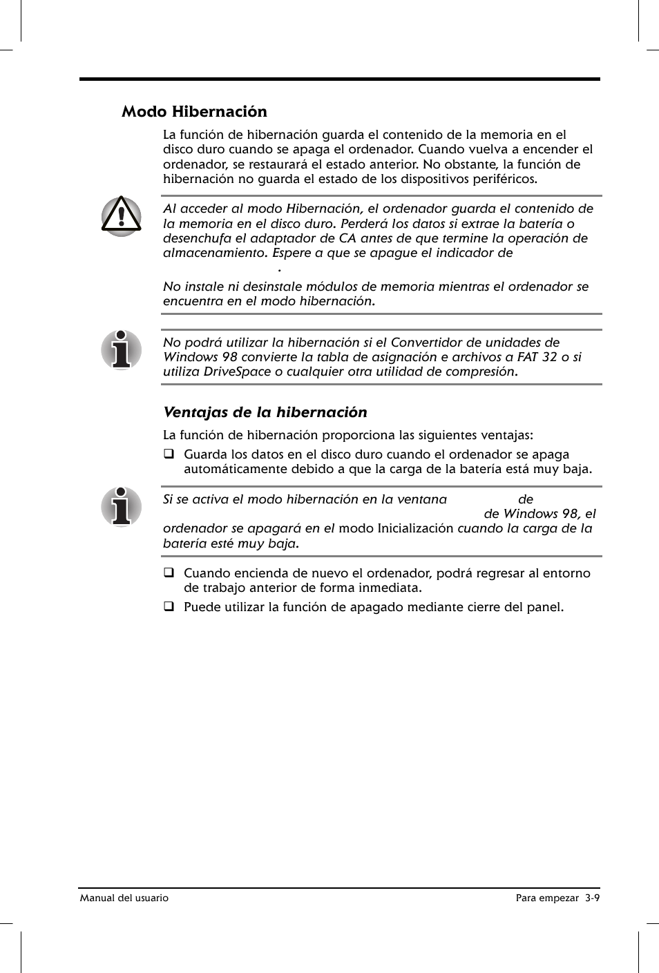 Modo hibernación | Toshiba Satellite 2650 User Manual | Page 54 / 222