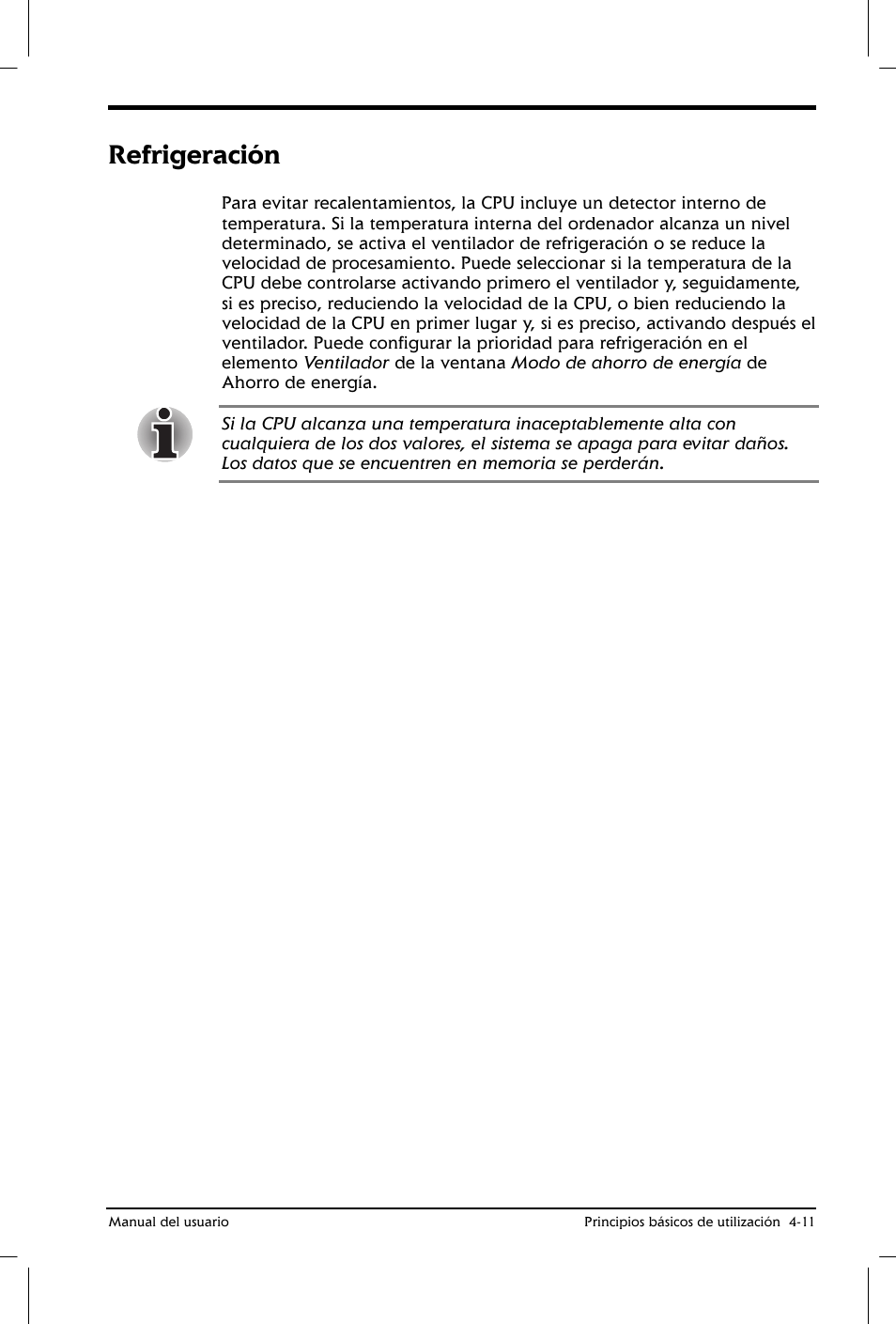 Refrigeración | Toshiba Satellite 2650 User Manual | Page 69 / 222