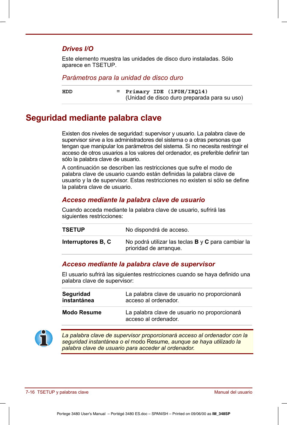 Seguridad mediante palabra clave, Seguridad mediante palabra clave -16 | Toshiba Portege 3440 User Manual | Page 105 / 213