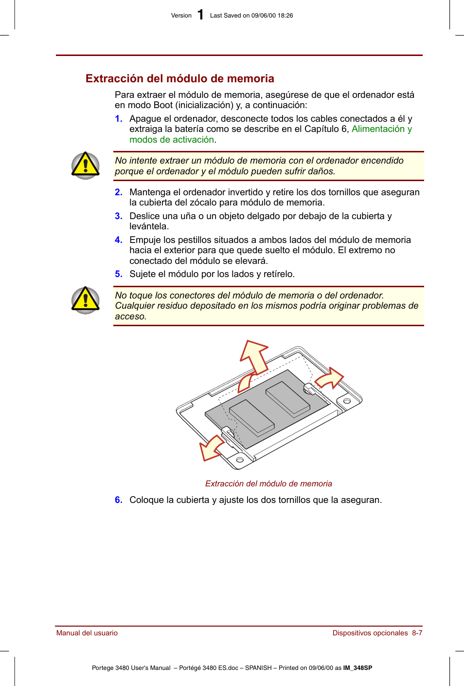 Extracción del módulo de memoria -7 | Toshiba Portege 3440 User Manual | Page 119 / 213