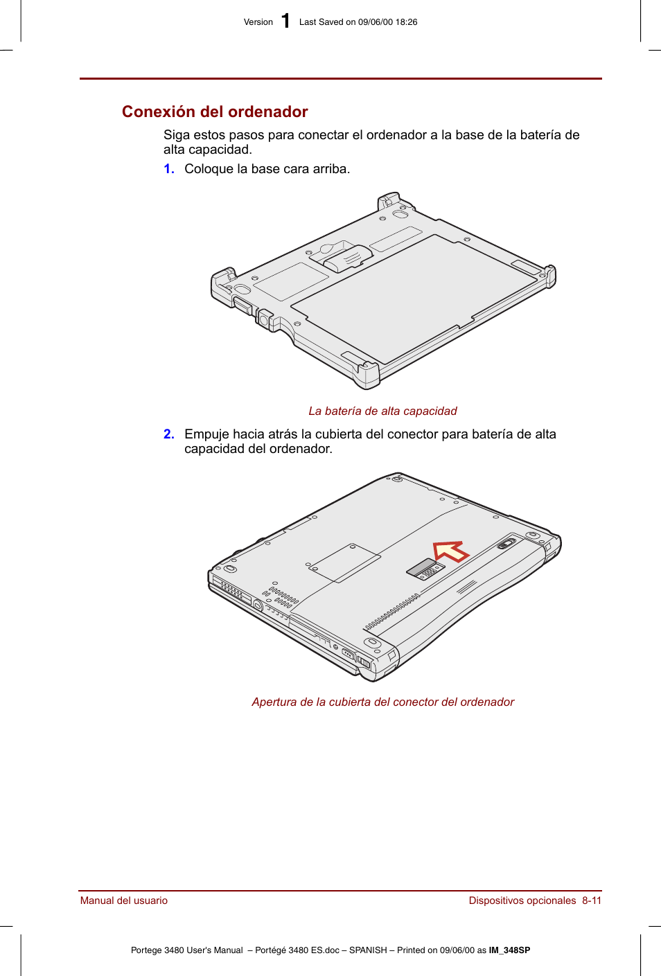 Conexión del ordenador -11, Conexión del ordenador | Toshiba Portege 3440 User Manual | Page 123 / 213