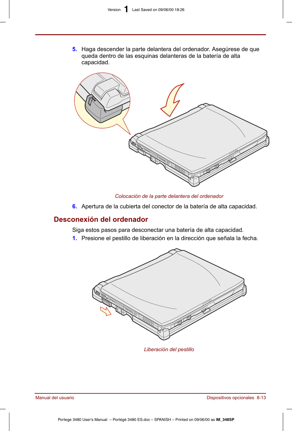 Desconexión del ordenador -13, Desconexión del ordenador | Toshiba Portege 3440 User Manual | Page 125 / 213