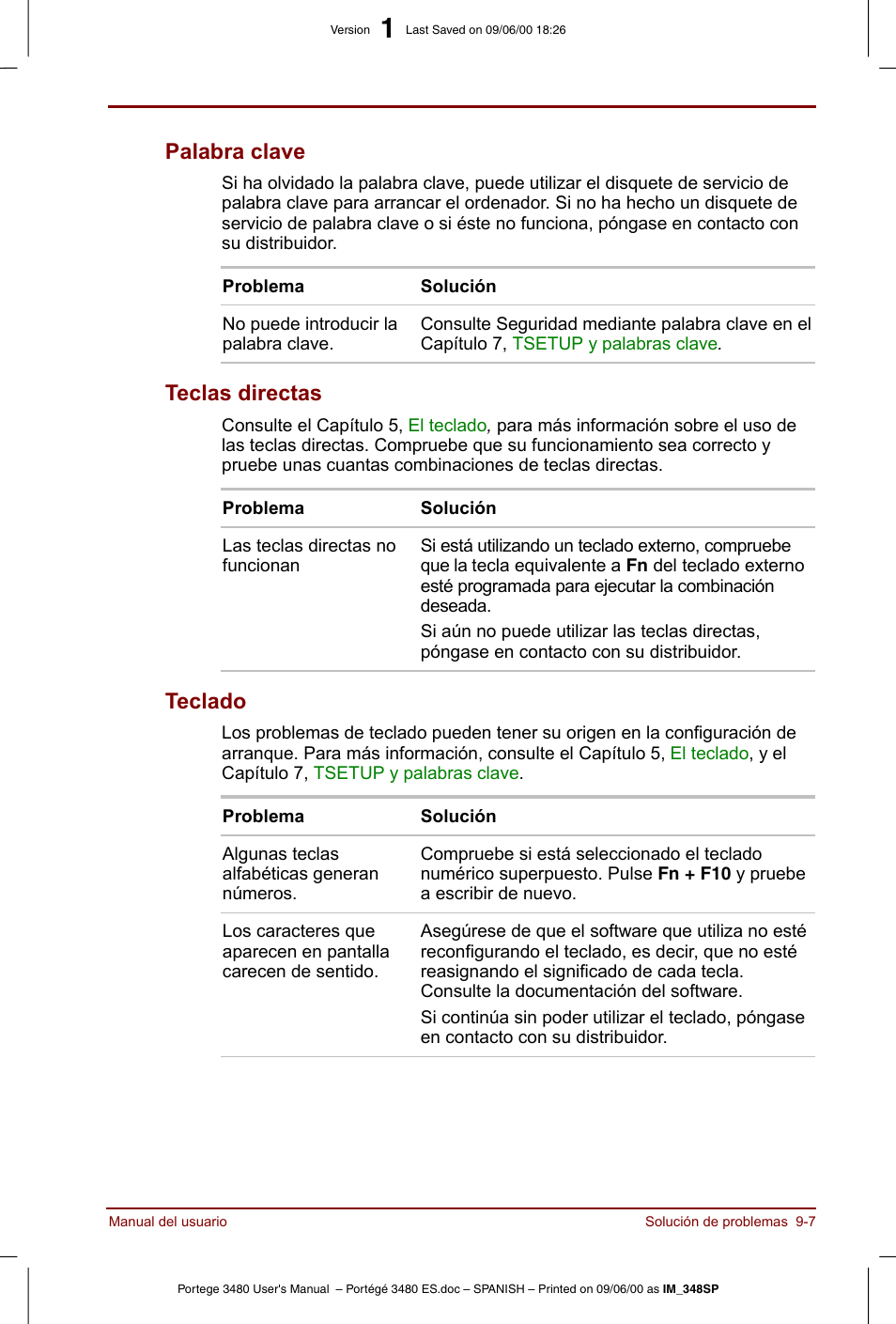 Palabra clave -7 teclas directas -7 teclado -7, Palabra clave, Teclas directas | Teclado | Toshiba Portege 3440 User Manual | Page 138 / 213