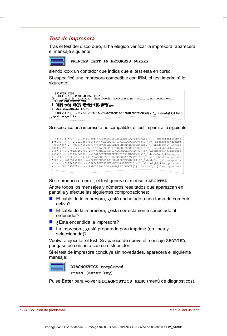 Test de impresora | Toshiba Portege 3440 User Manual | Page 155 / 213