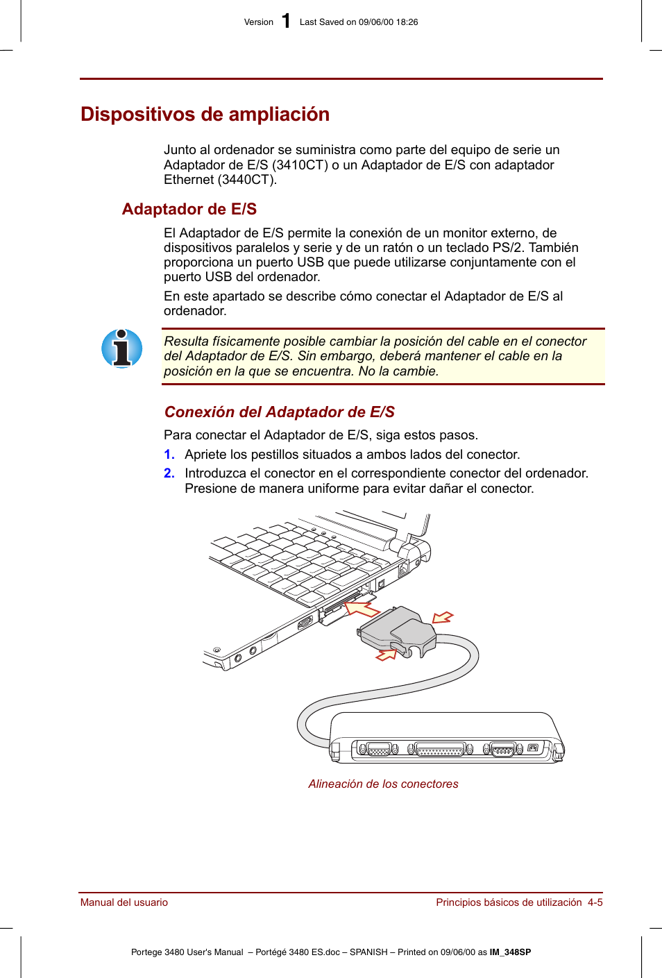 Dispositivos de ampliación, Dispositivos de ampliación -5, Adaptador de e/s -5 | Adaptador de e/s | Toshiba Portege 3440 User Manual | Page 56 / 213