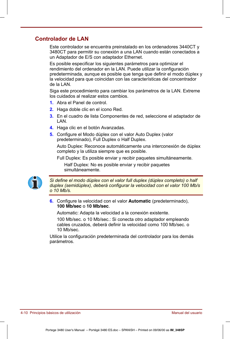 Controlador de lan -10, Controlador de lan | Toshiba Portege 3440 User Manual | Page 61 / 213