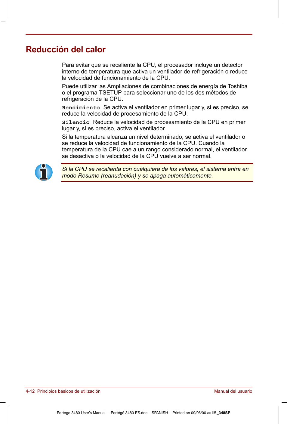 Reducción del calor, Reducción del calor -12 | Toshiba Portege 3440 User Manual | Page 63 / 213