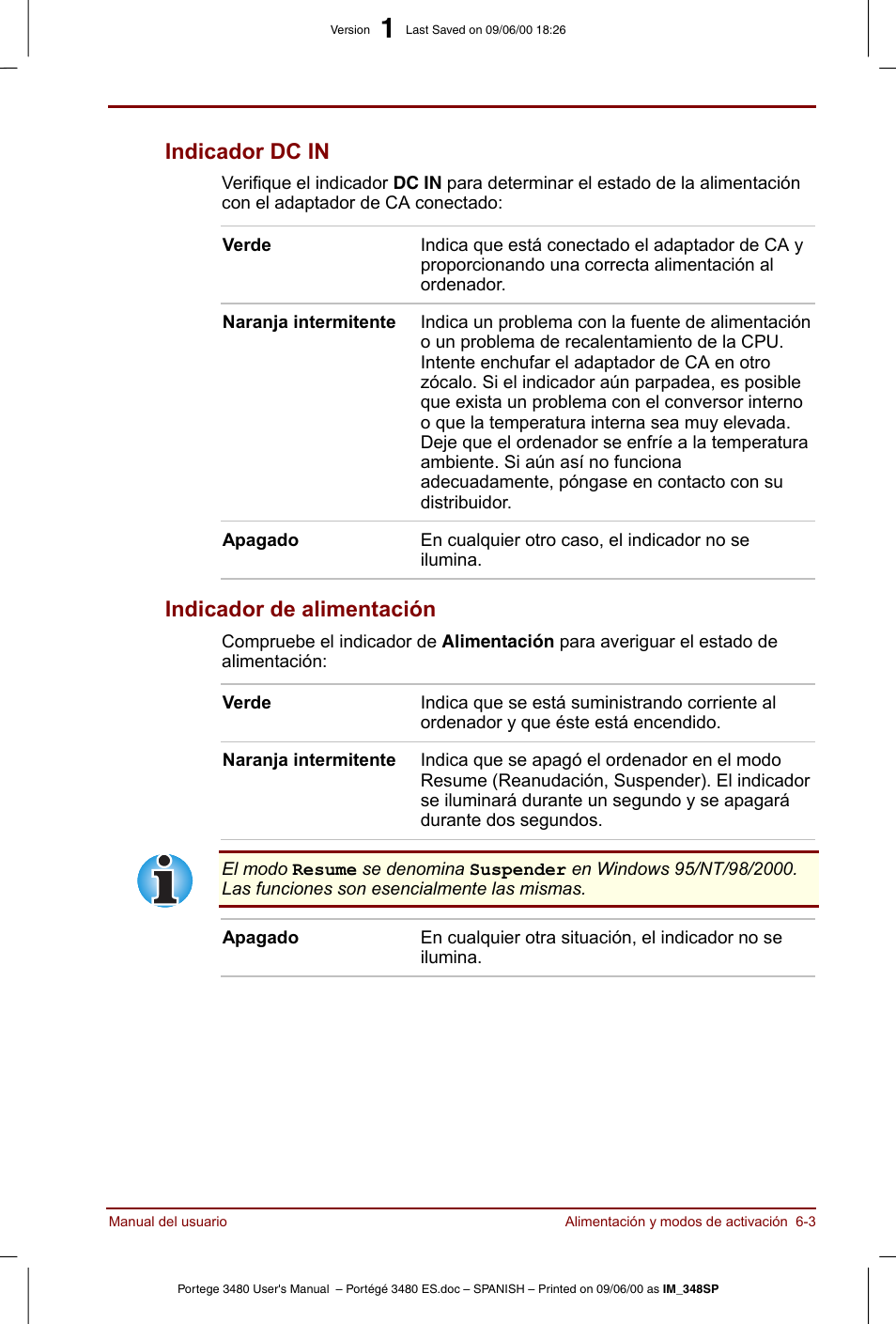 Indicador dc in -3 indicador de alimentación -3, Indicador dc in, Indicador de alimentación | Toshiba Portege 3440 User Manual | Page 74 / 213