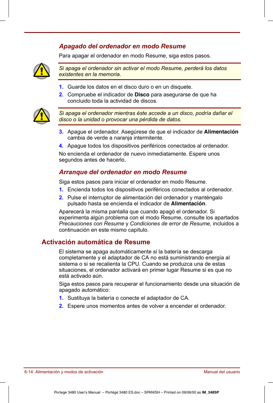 Activación automática de resume -14, Activación automática de resume | Toshiba Portege 3440 User Manual | Page 85 / 213