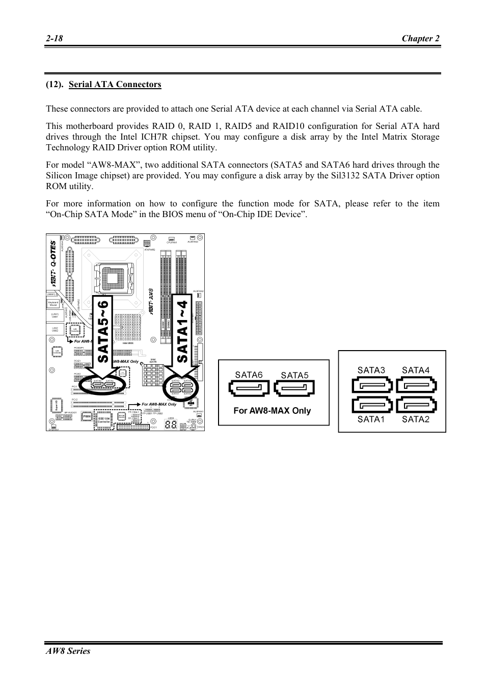 Serial ata connectors -18 | Abit Intel Pentium 4 System Board Socket 775 AW8 User Manual | Page 26 / 80