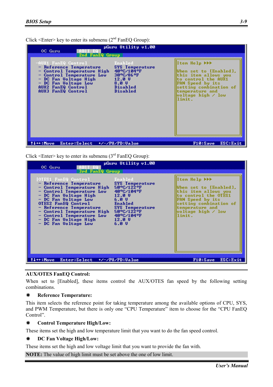 Aux/otes faneq control | Abit Intel Pentium 4 System Board Socket 775 AW8 User Manual | Page 37 / 80