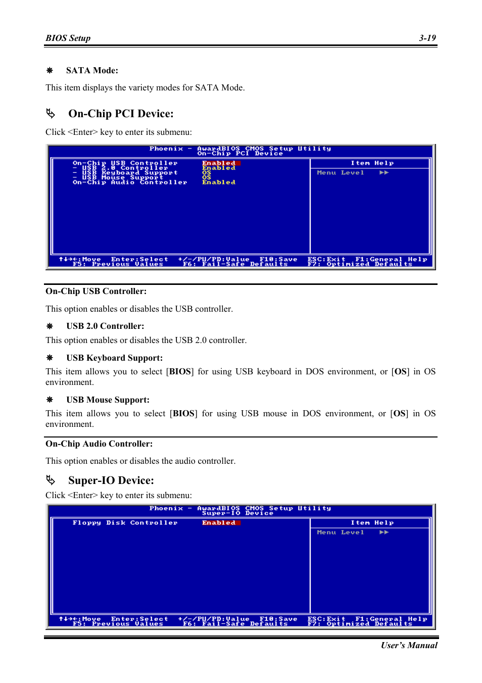 On-chip usb controller, On-chip audio controller, On-chip pci device | Super-io device | Abit Intel Pentium 4 System Board Socket 775 AW8 User Manual | Page 47 / 80