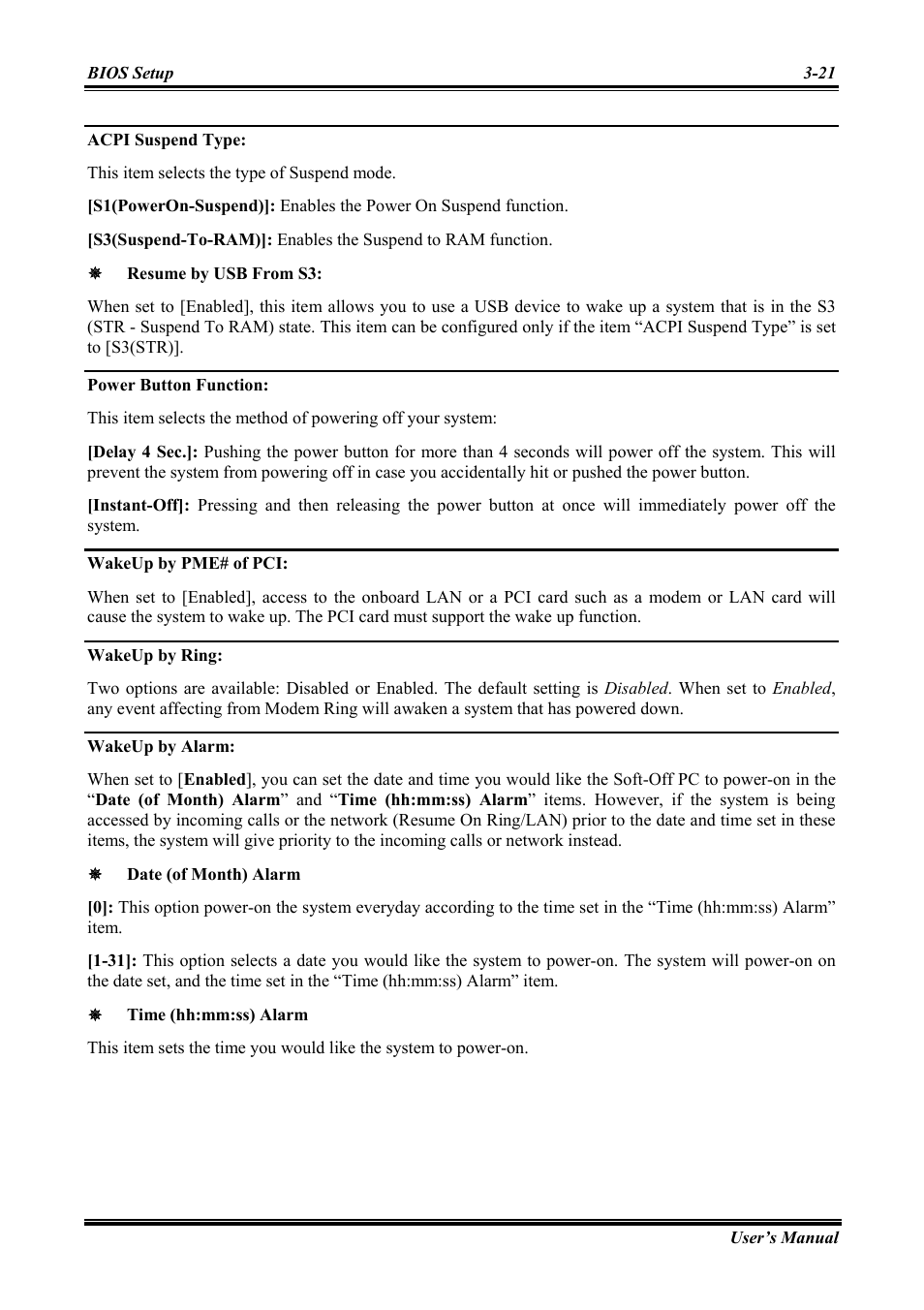 Acpi suspend type, Power button function, Wakeup by pme# of pci | Wakeup by ring, Wakeup by alarm | Abit Intel Pentium 4 System Board Socket 775 AW8 User Manual | Page 49 / 80