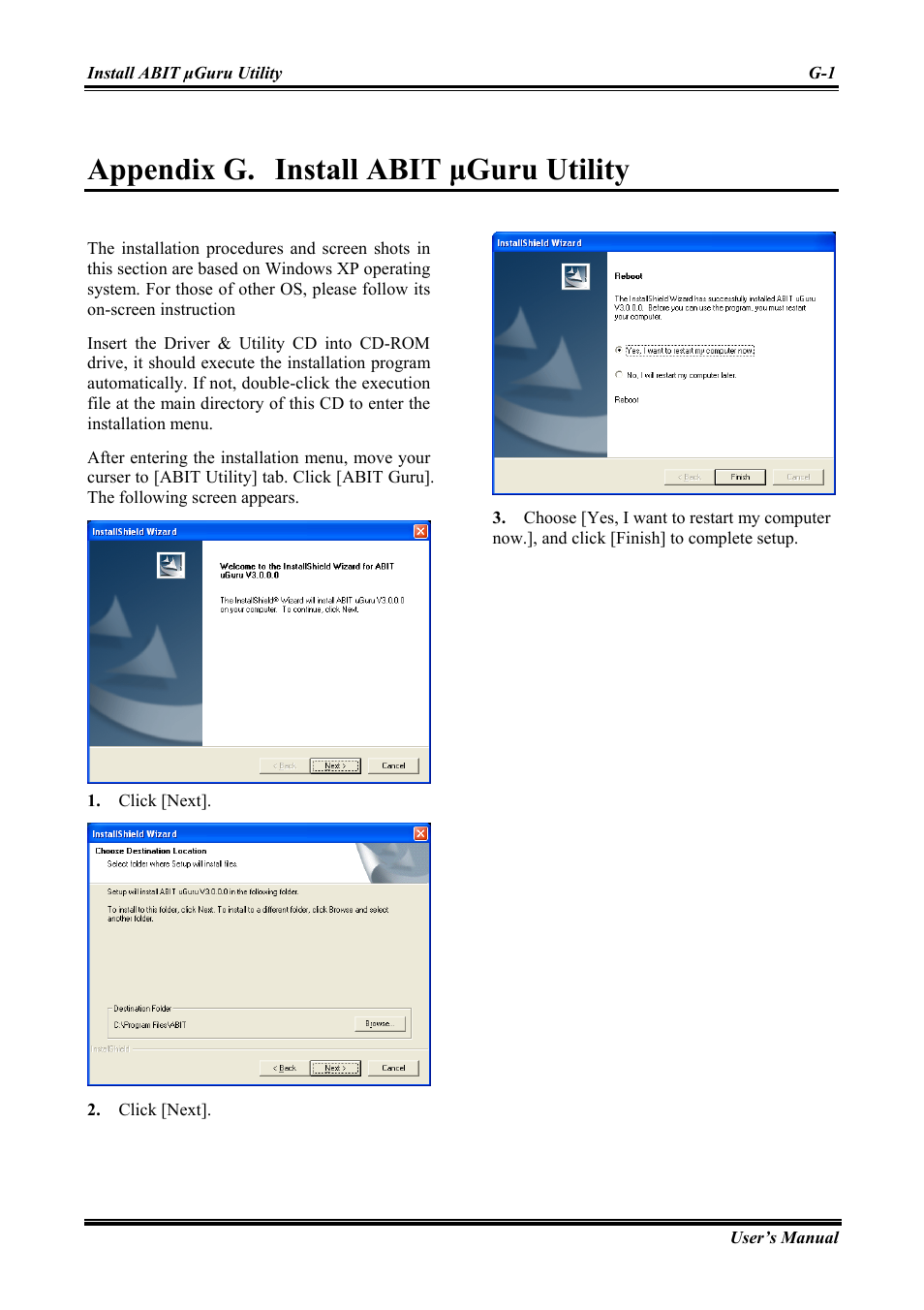 Install abit μguru utility, Appendix g, Appendix g. install abit µguru utility | Abit Intel Pentium 4 System Board Socket 775 AW8 User Manual | Page 65 / 80