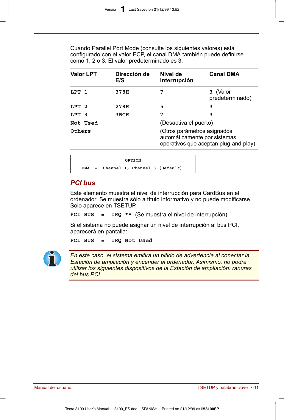 Pci bus | Toshiba Tecra 8100 User Manual | Page 119 / 238