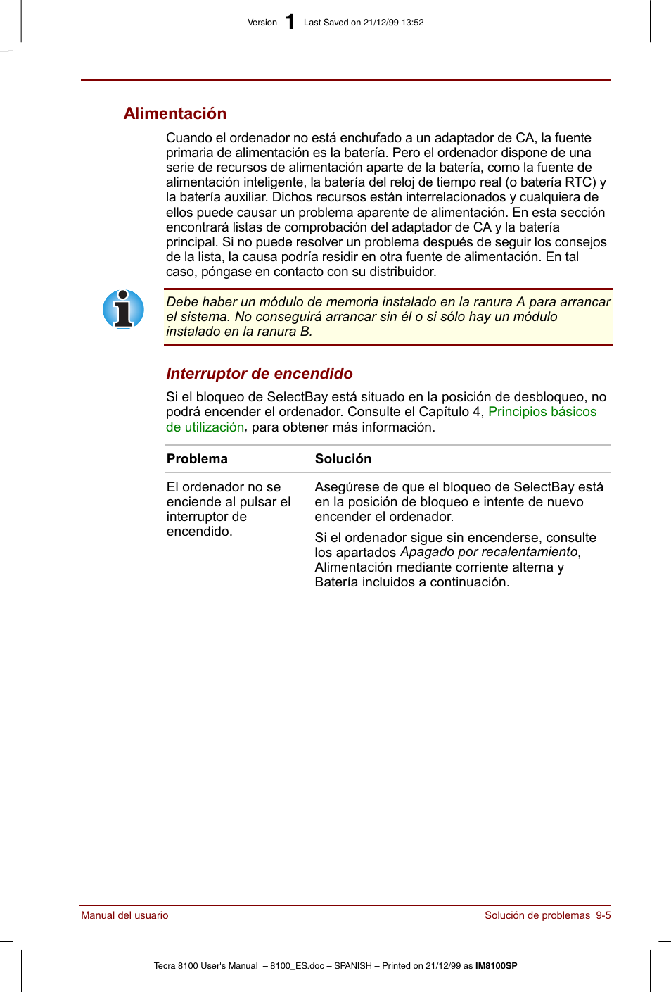 Alimentación -5, Alimentación | Toshiba Tecra 8100 User Manual | Page 151 / 238