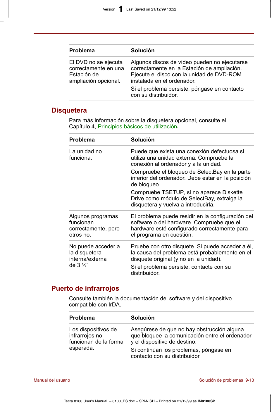 Disquetera -13 puerto de infrarrojos -13, Disquetera, Puerto de infrarrojos | Toshiba Tecra 8100 User Manual | Page 159 / 238