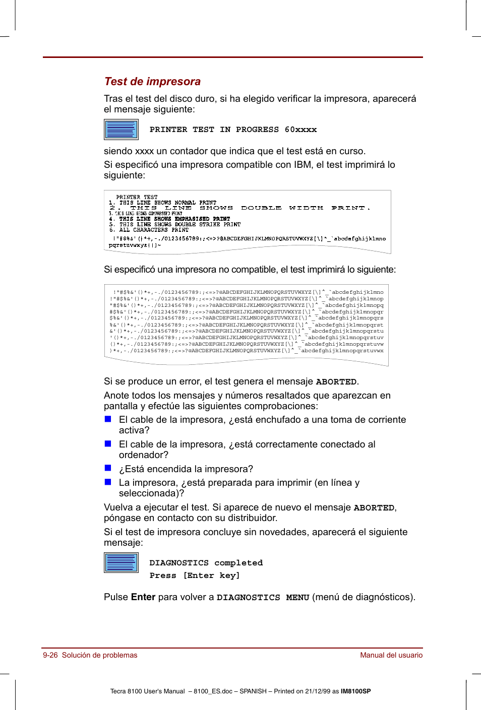 Test de impresora | Toshiba Tecra 8100 User Manual | Page 172 / 238