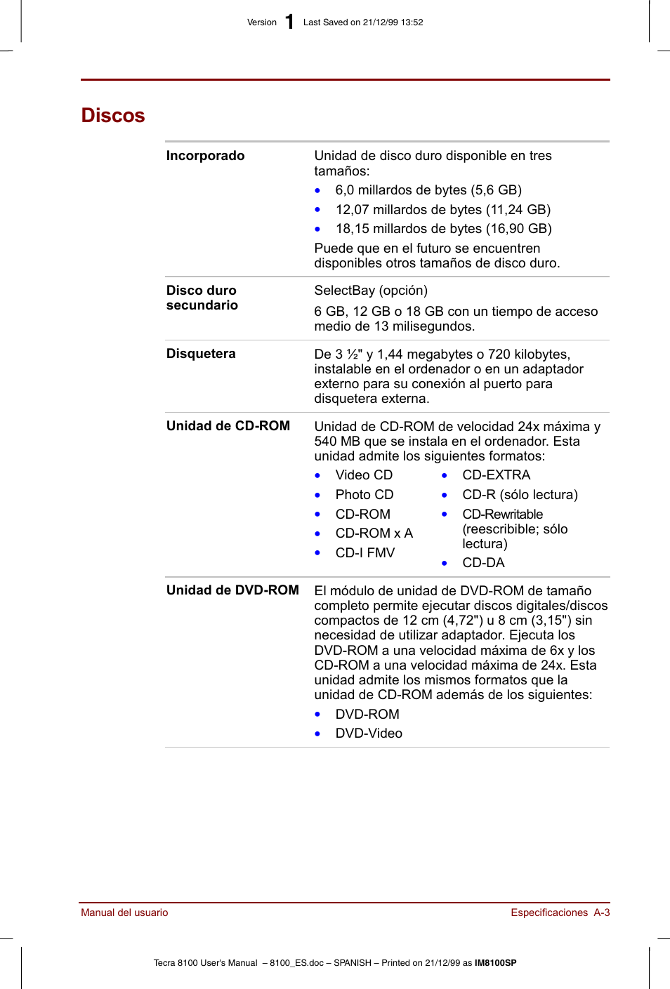 Discos | Toshiba Tecra 8100 User Manual | Page 177 / 238