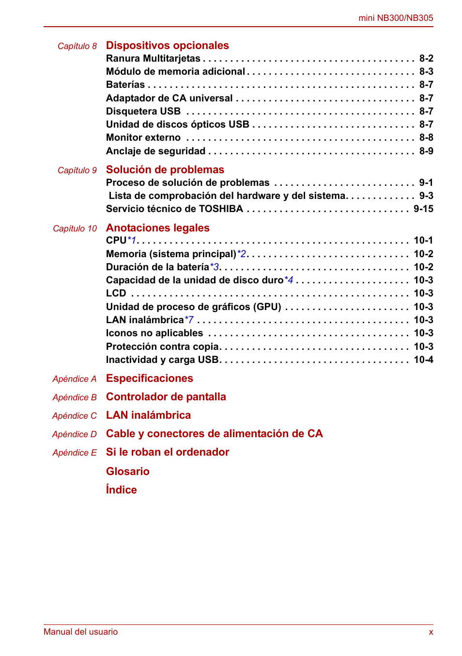 Toshiba NB300 User Manual | Page 10 / 153