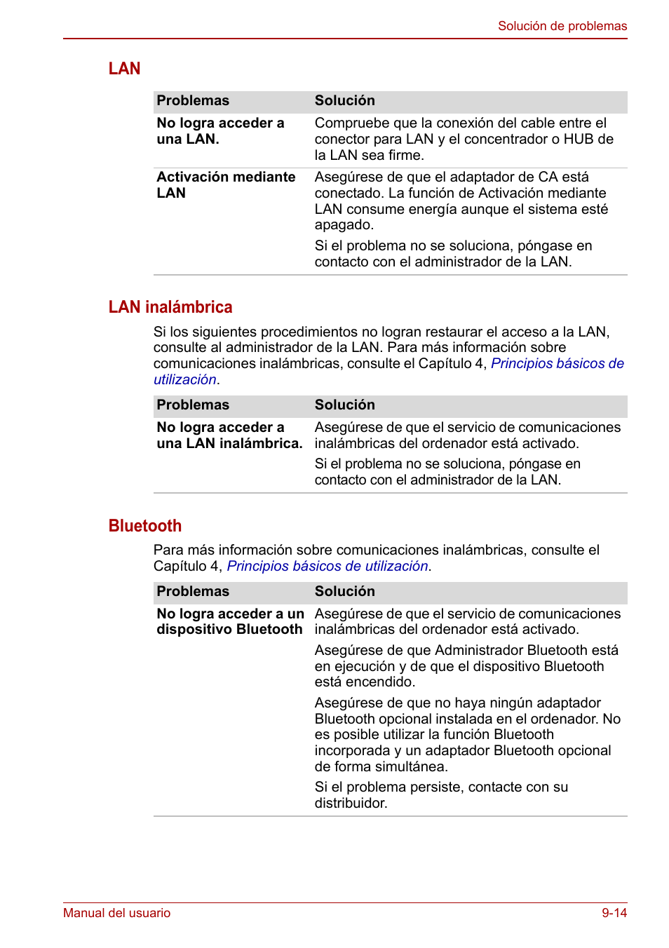 Lan lan inalámbrica, Bluetooth | Toshiba NB300 User Manual | Page 118 / 153