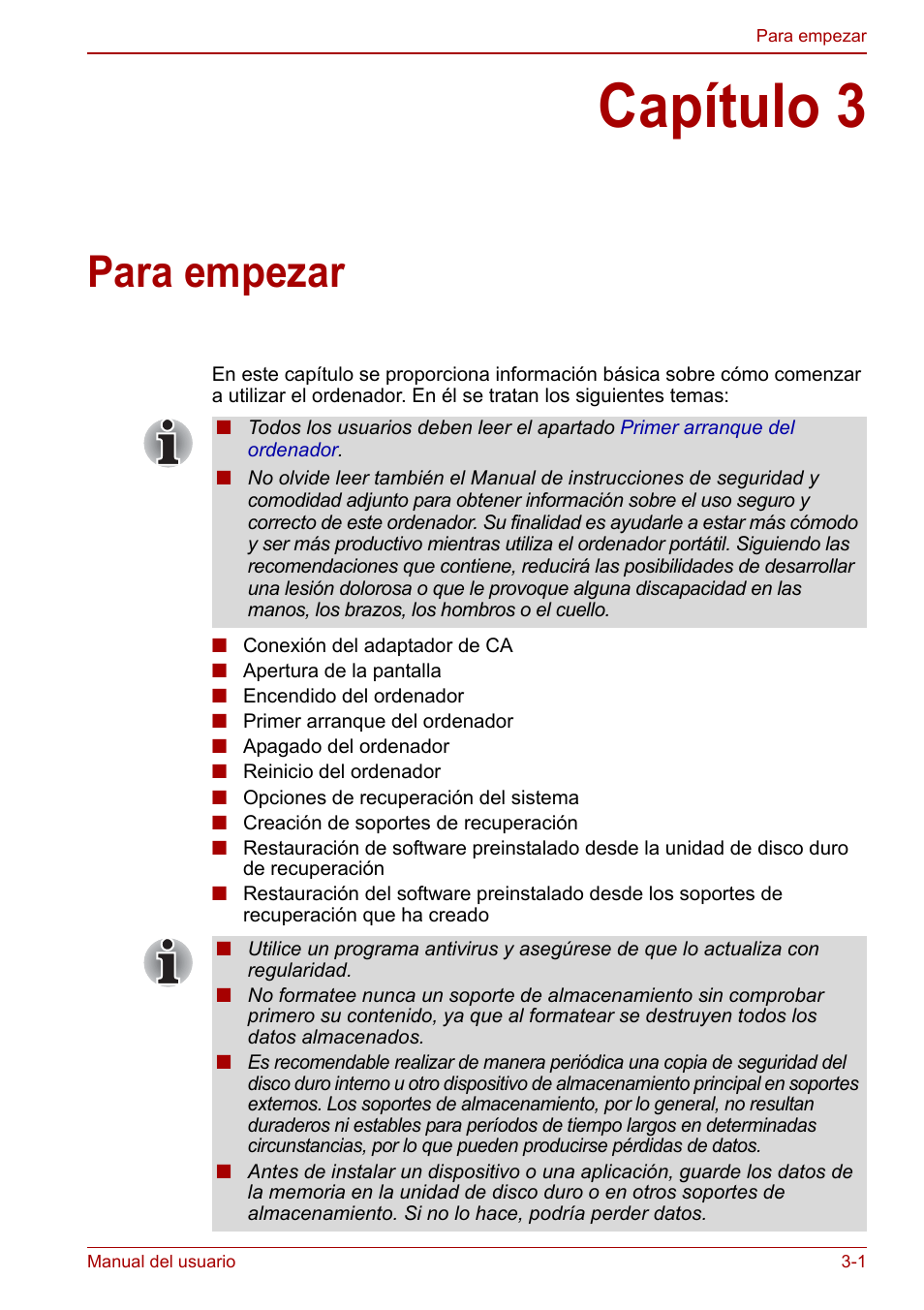 Capítulo 3: para empezar, Capítulo 3, Para empezar | Para, Empezar, Propo | Toshiba NB300 User Manual | Page 37 / 153