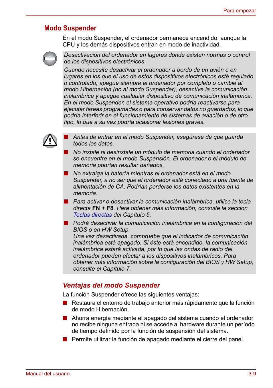 Modo suspender | Toshiba NB300 User Manual | Page 45 / 153