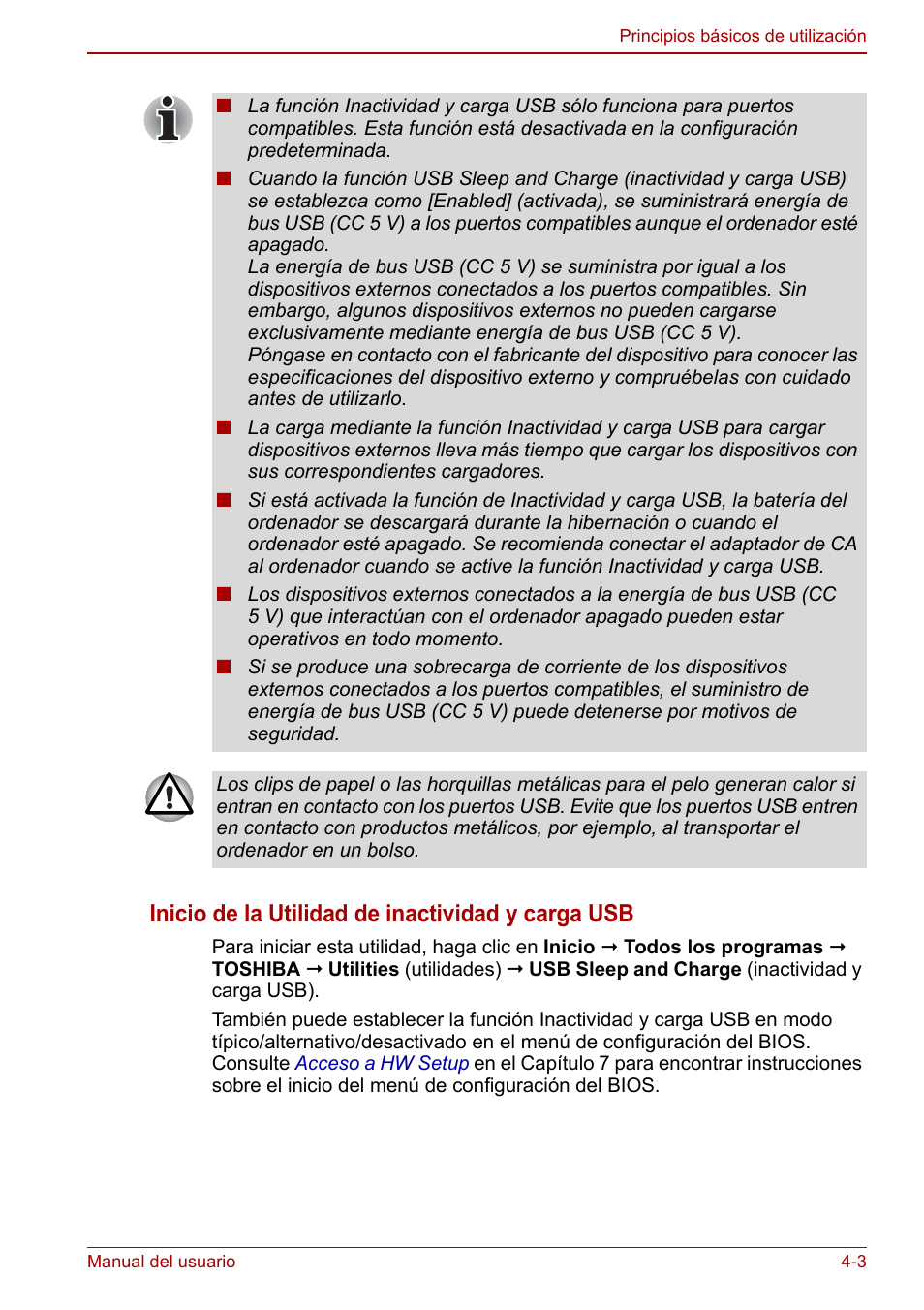 Inicio de la utilidad de inactividad y carga usb | Toshiba NB300 User Manual | Page 52 / 153