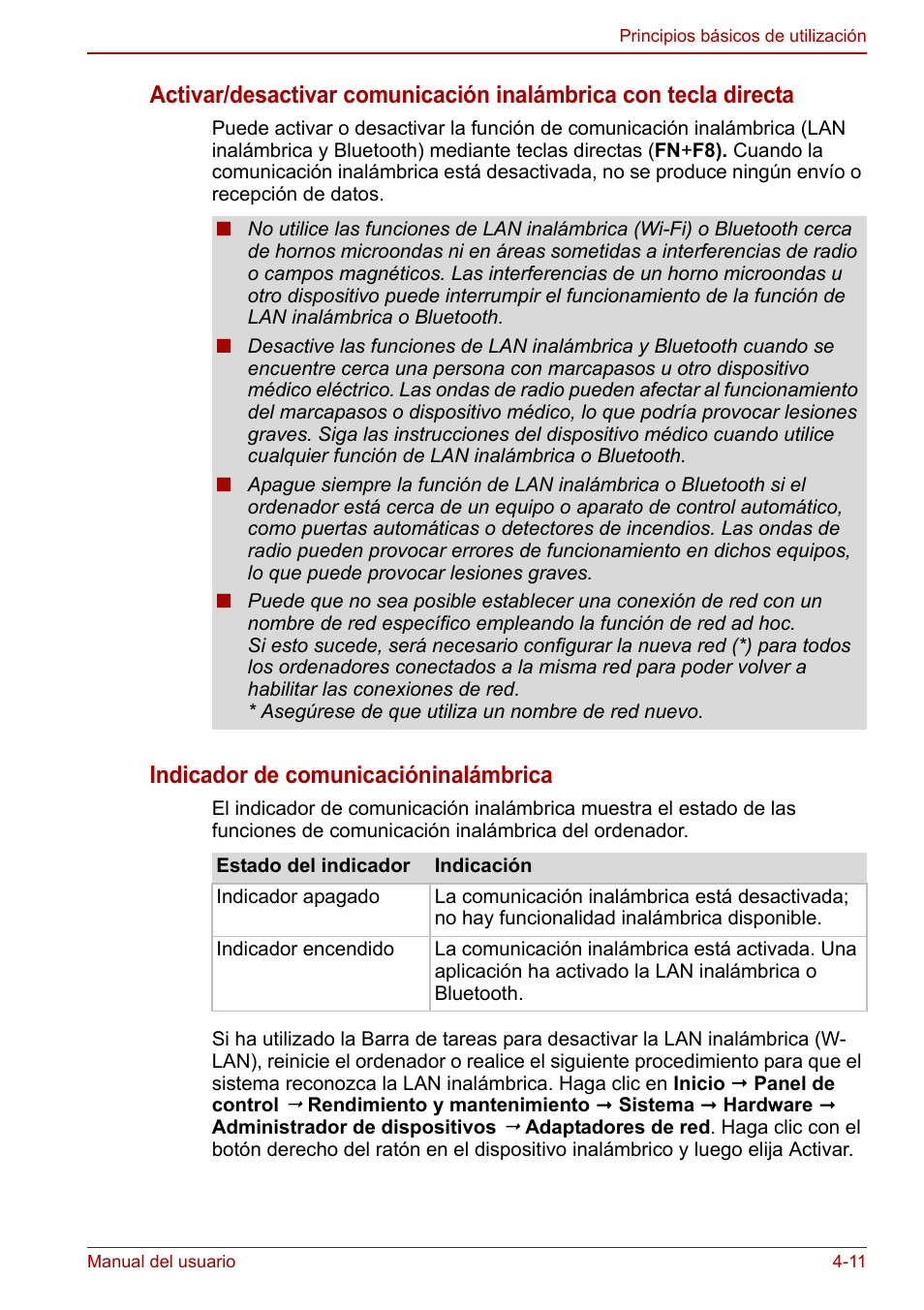 Indicador de comunicacióninalámbrica | Toshiba NB300 User Manual | Page 60 / 153