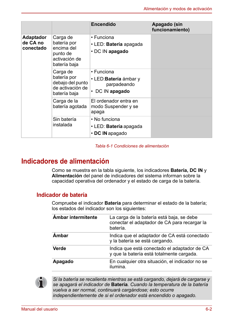 Indicadores de alimentación, Indicadores de alimentación -2, Indicador de batería | Toshiba NB300 User Manual | Page 79 / 153