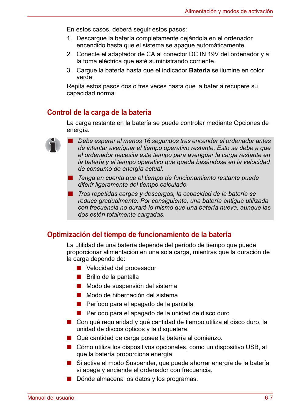 Control de la carga de la batería | Toshiba NB300 User Manual | Page 84 / 153